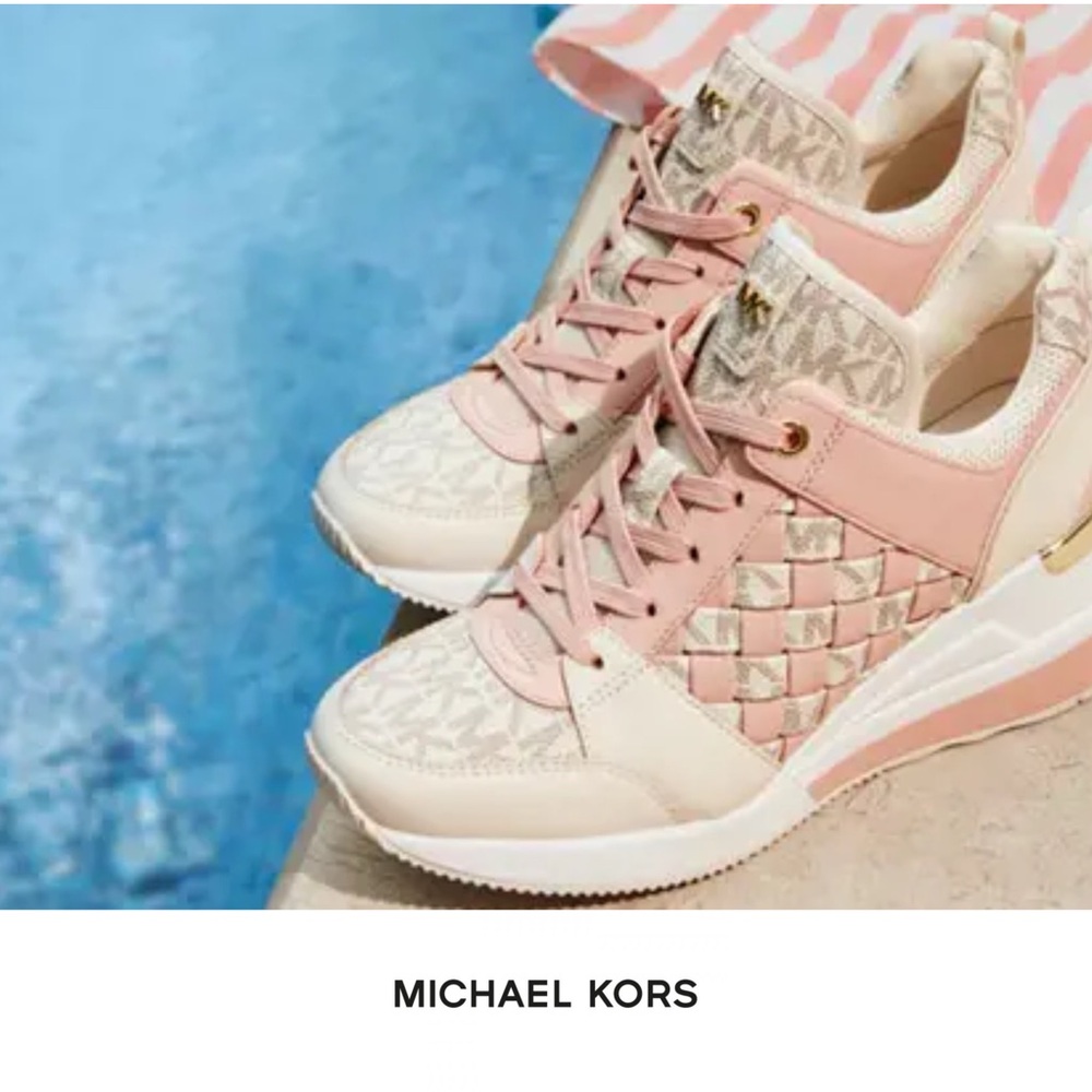 NEW Michael Kors Georgie Trainer Sneakers Color Block White Pink